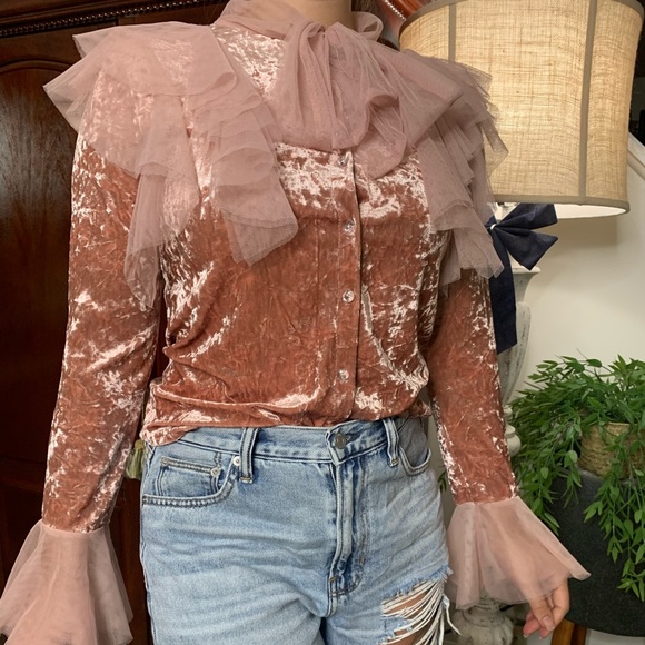 Velvet Ruffle Top - Picture 3 of 6